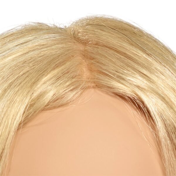 eco line training head platinum blonde hairline detail stitched from crown