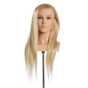L’IMAGE Louisa 2603 human hair training head 60cm platinum blonde front view