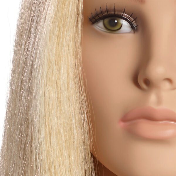 L’IMAGE Louisa 2603 human hair texture platinum blonde competition training head