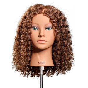 L’IMAGE Coco 1315WT curly dark blonde training head with human hair