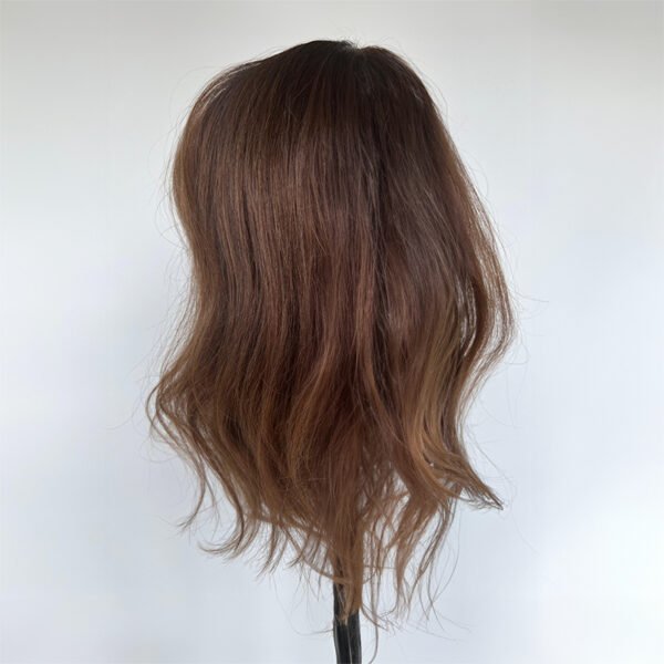 L’IMAGE Corinna 1401W styled dark blonde human hair training head back view