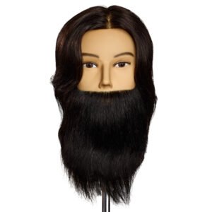 L’IMAGE Max 1213WB beard mannequin head with long human hair for barber training