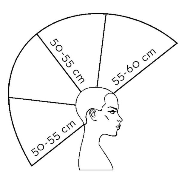 L’IMAGE Liz 2608 hair length diagram showing approximately 50–60cm long hair sections