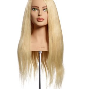 L’IMAGE Liz 2608 platinum blonde human hair competition mannequin head with 60cm long hair