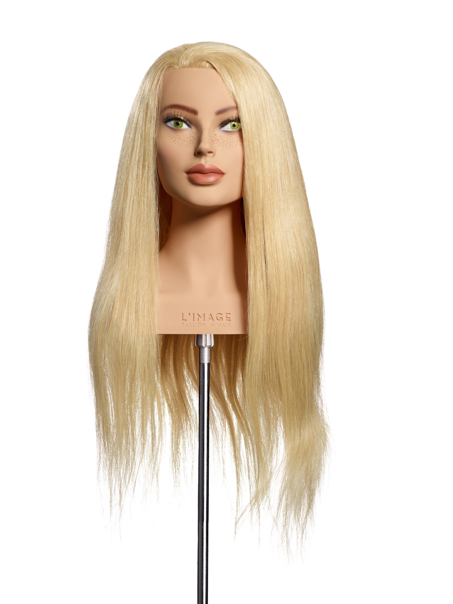L’IMAGE Liz 2608 platinum blonde human hair competition mannequin head with 60cm long hair